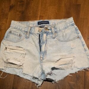 Aeropostale Light Blue Distressed Denim Shorts